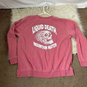 Liquid Death Mountain Water Crewneck Sweatshirt Pink Skull XL (Cut Sides)